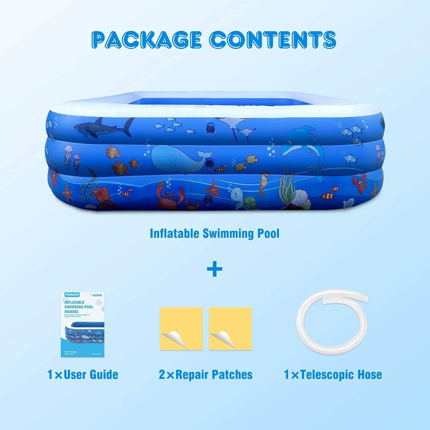 FUNAVO 100″ X71″ X22″ Inflatable Swimming Pool