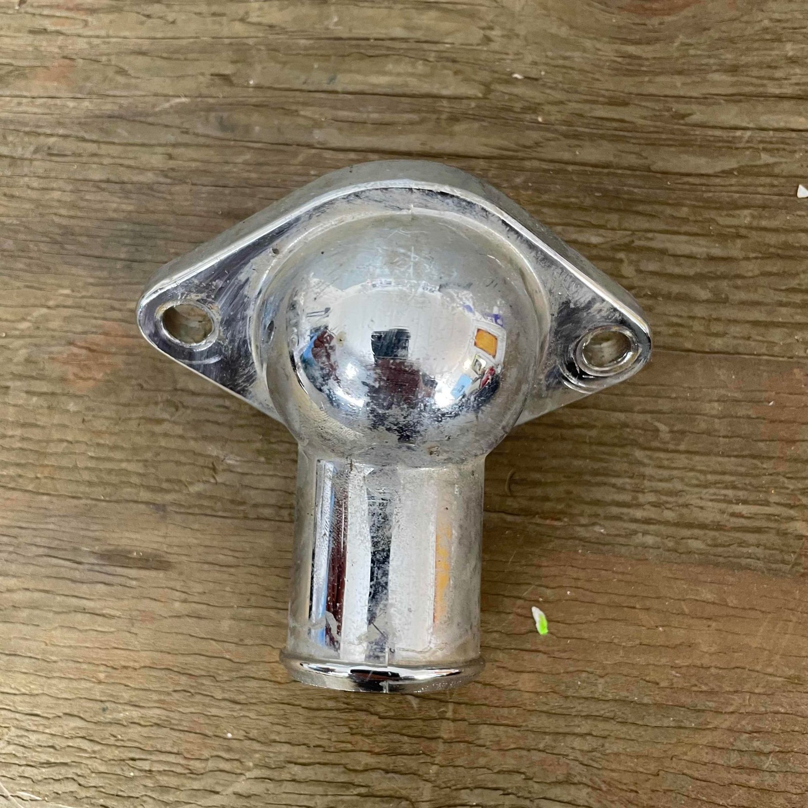 Universal Thermostat Housing Elbow Chrome 2-Bolt Flange Coolant Pipe Connector