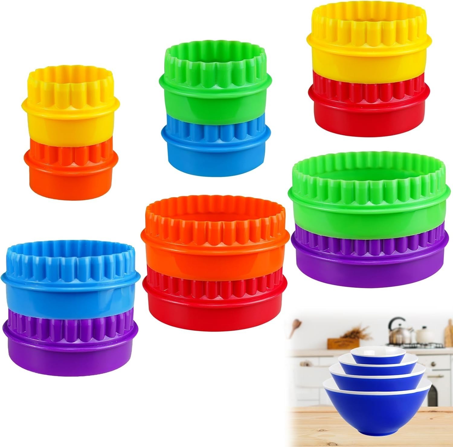 12 Pcs Display Stands for Pyrex Bowls Stacking Rings Cabinet Organizer Risers