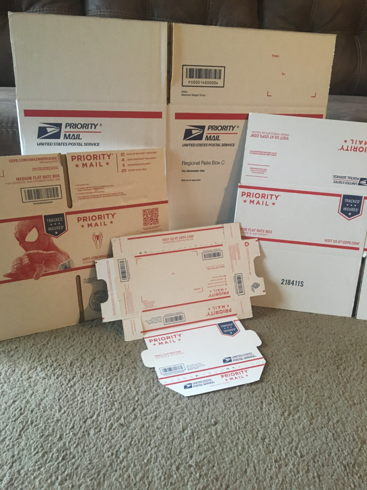USPS Priority Mail Boxes, bulk sale, 50% off, new condition, labels included