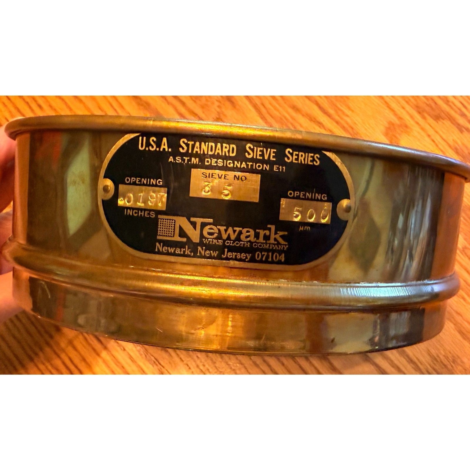Newark Wire Cloth USA Standard Brass Test Sieve No 35 500 Micron ASTM E11 Lab