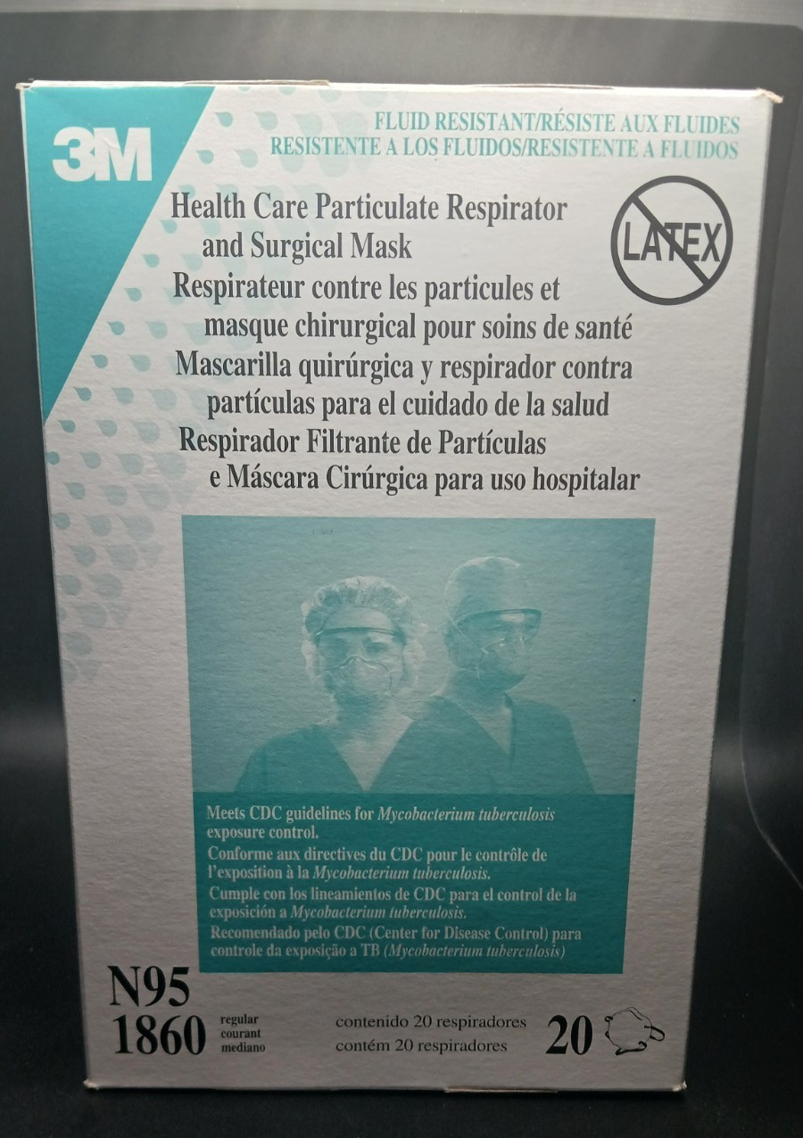 3M 1860 Health Care Particulate Respirator & Surgical Mask 20/Bx Regular Size