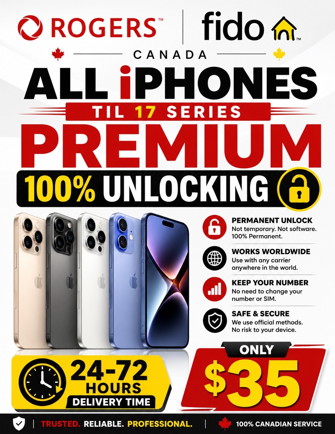 Premium iPhone Unlocking Service Rogers / Fido Canada