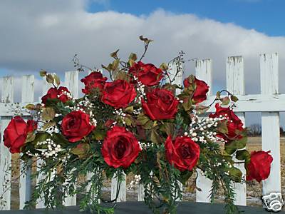 Fathers Day Memorial Funeral Grief Cemetery Long Tombstone Saddle Silk Red Roses