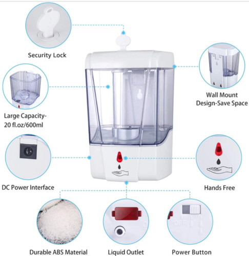 Automatic Soap Dispenser, Liquid Hand Free Soap Dispenser Wall Mount, 700 ml