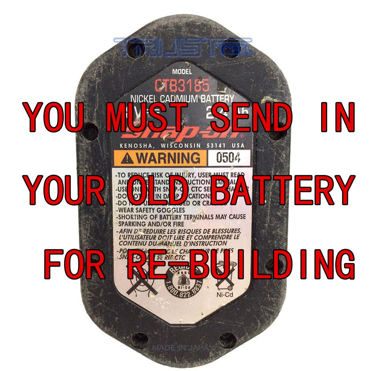 FOR SNAP-ON CT3850 BATTERIES REBUILD SERVICE BAY NI-CD 2.0AH