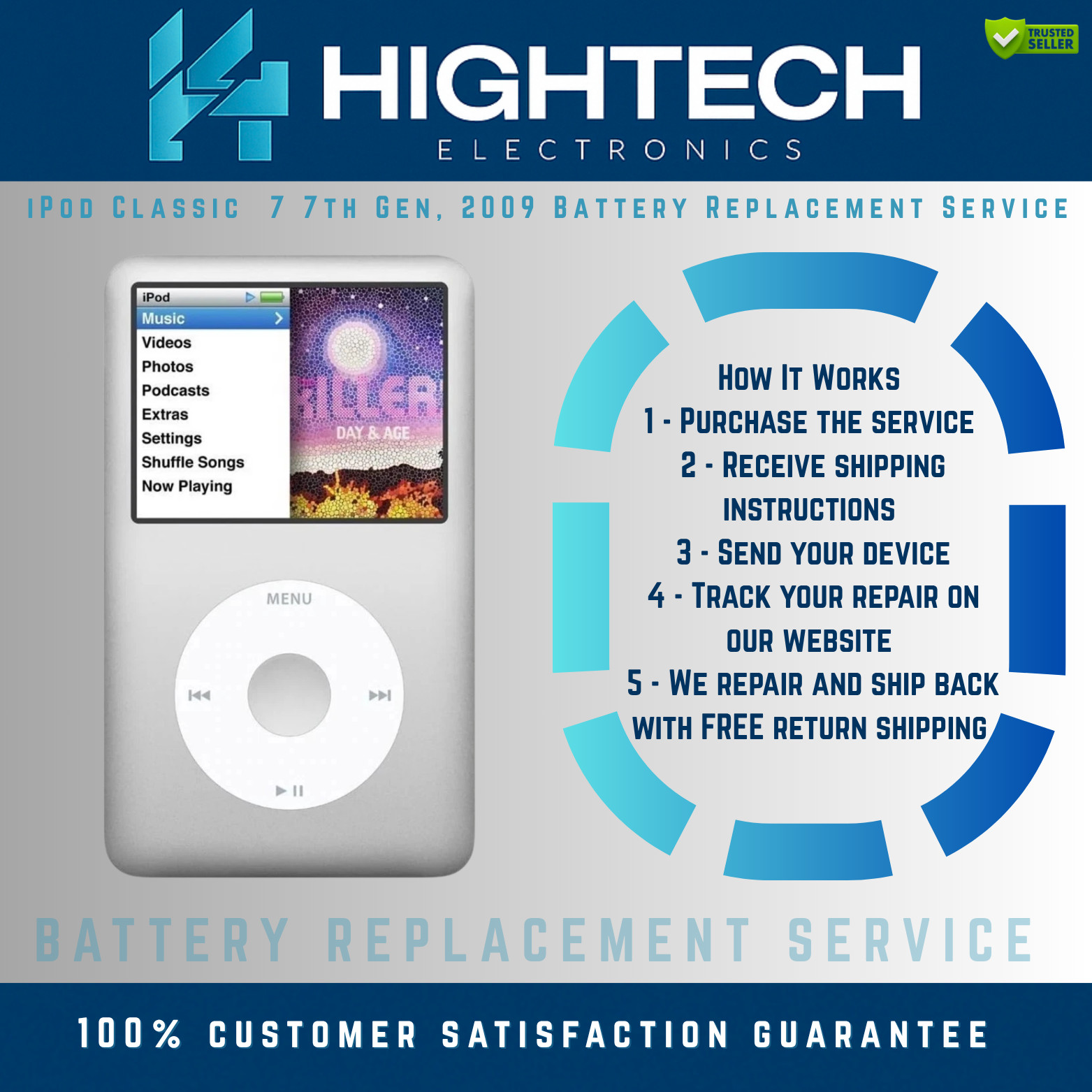 iPod Classic 7 7th Gen (2009) Battery Replacement Repair Service