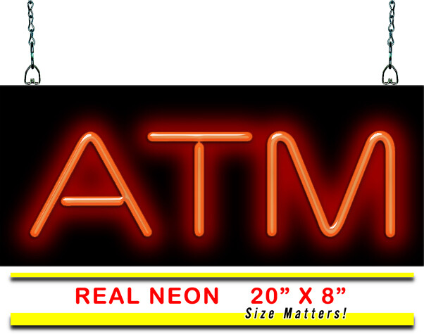 ATM Neon Sign | Jantec | 20″ x 8″ | Money Cash Bank Finances Financial Banks $