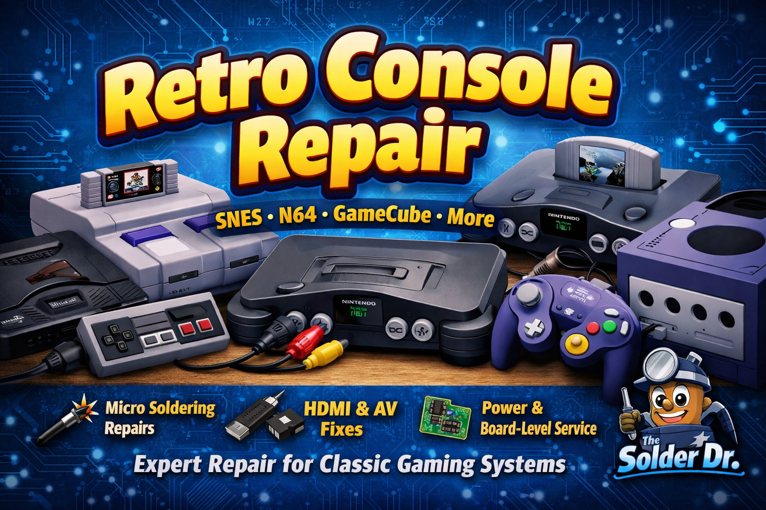 Professional Retro Console Repair – SNES, N64, GameCube, More