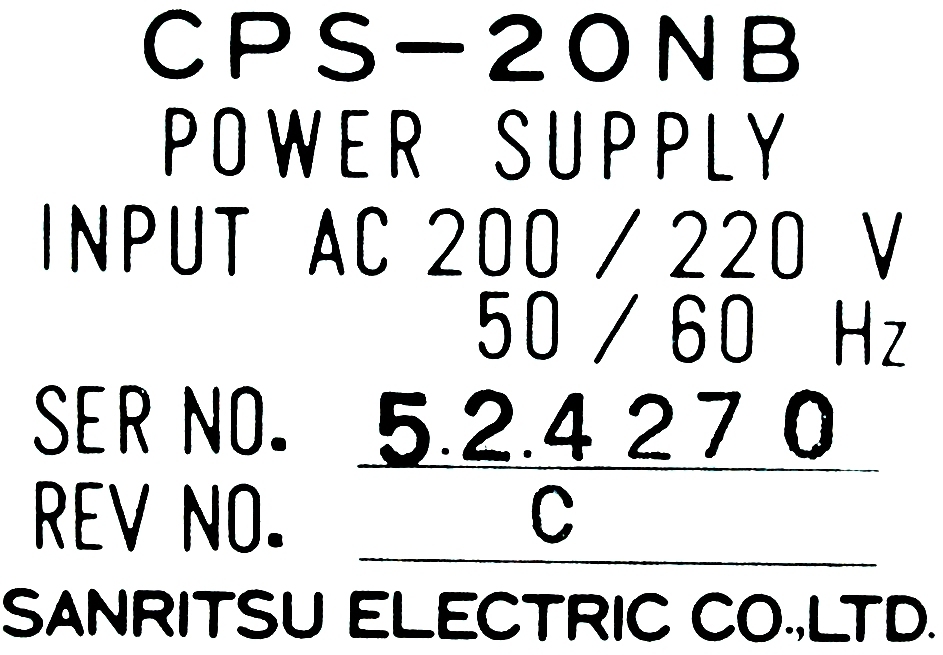 Sanritsu Electric Co. Ltd. Power Supply CPS-20NB *REPAIR EVALUATION ONLY* [PZJ]