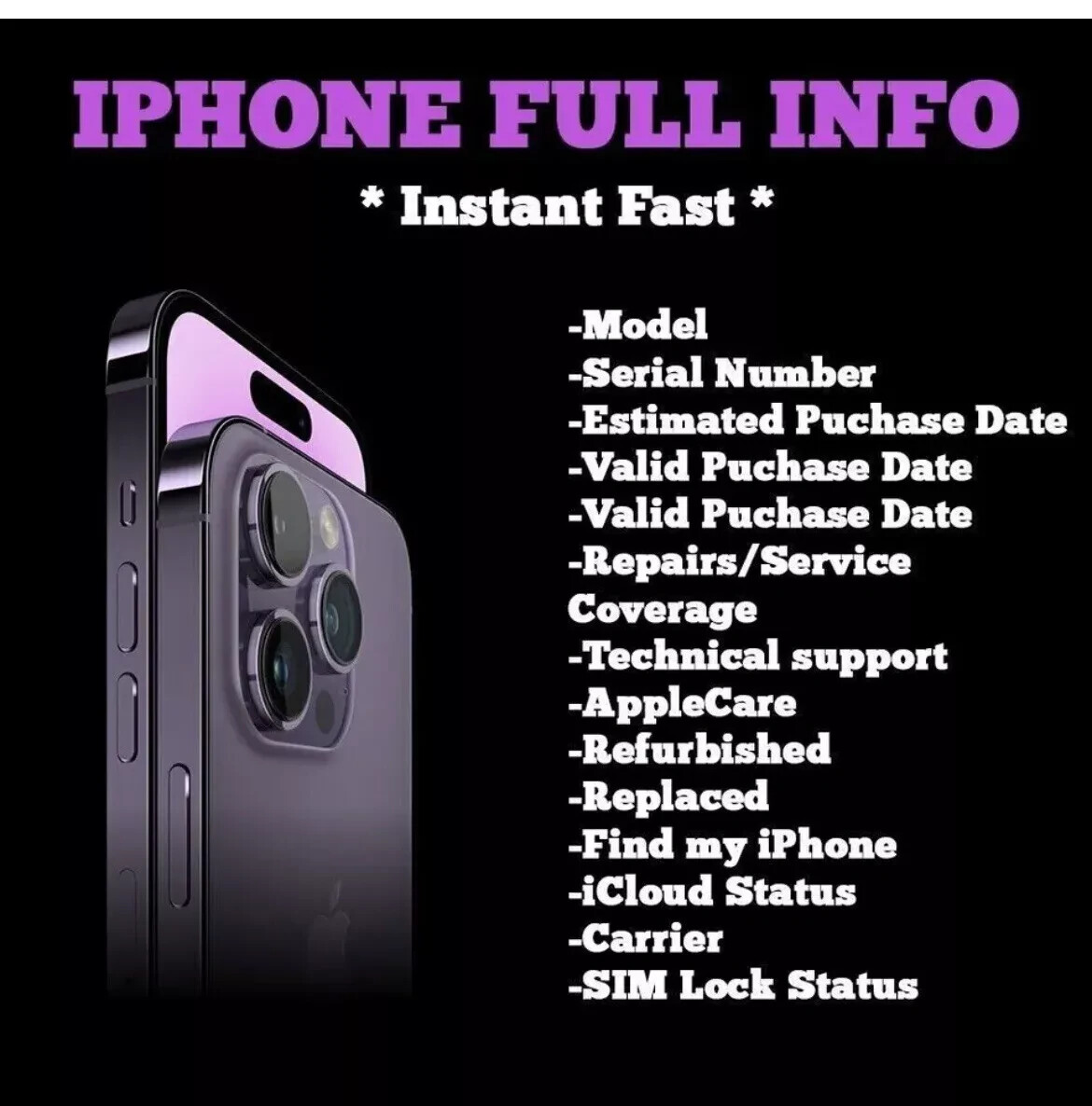 Apple Device Service |SIMLOCK|BLACKLIST| ICLOUD STATUS|Find My Iphone