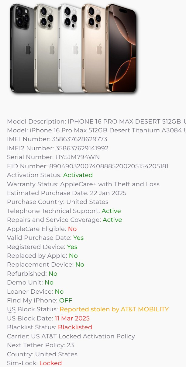 Apple Device Service SIMLOCK|BLACKLIST| ICLOUD STATUS|Carrier|Find My Iphone
