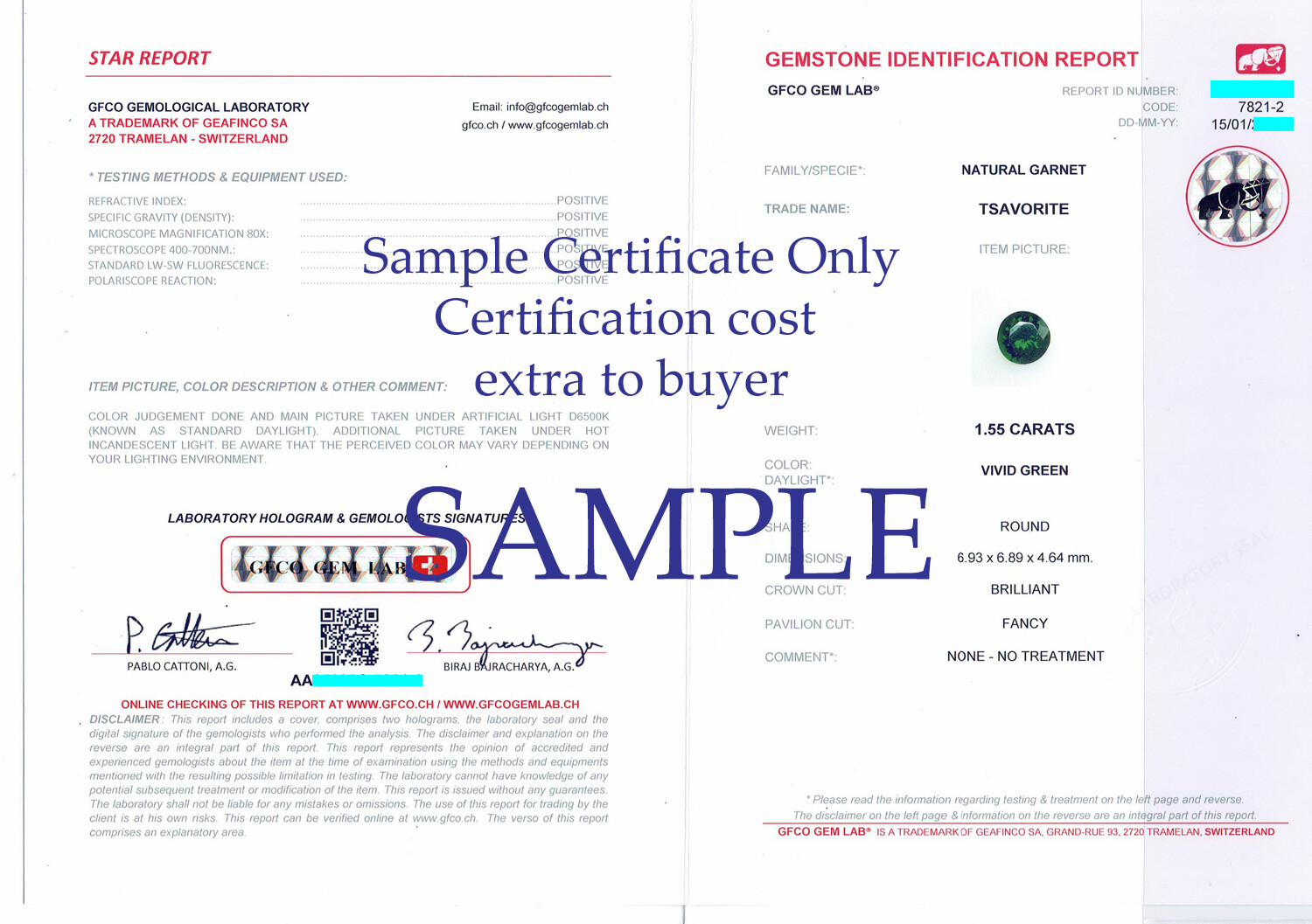 Authentication Certificate/Shipping. All we sell is Guaranteed Natural Gemstones