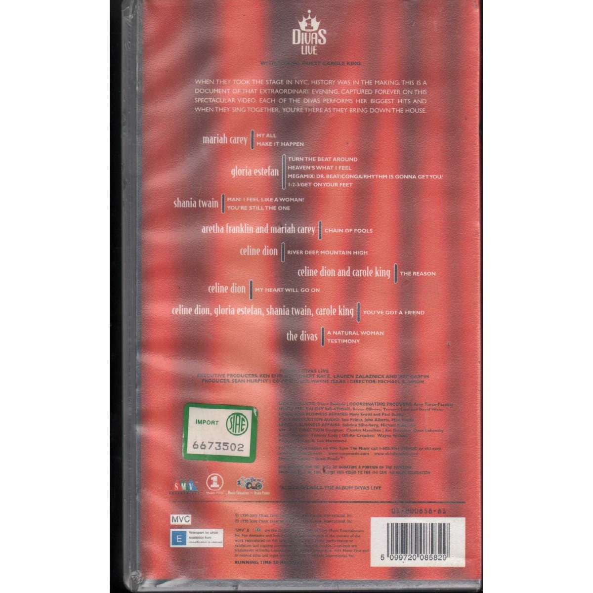 Divas VHS VH1 Divas Live SMV Enterprises – 2008582 Sealed